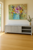 Bone Inlay 2 Door TV Sideboard : Zig Zag : Black