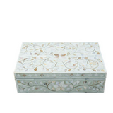 Mother of Pearl Inlay Large Box : Floral : Mint
