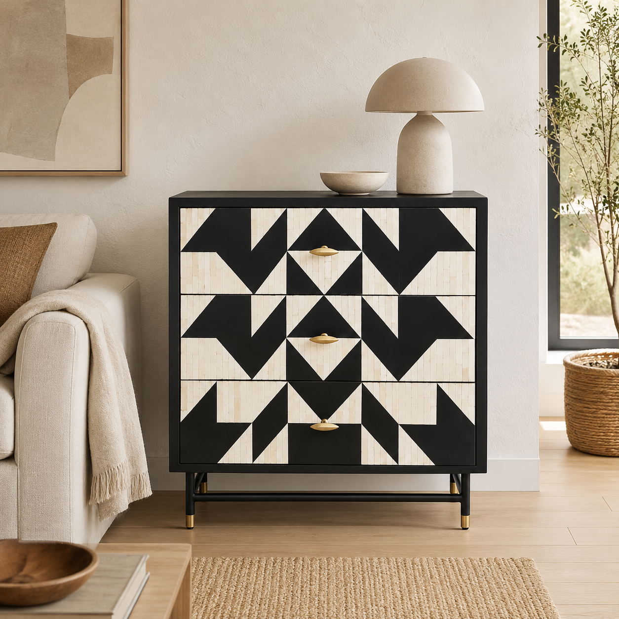 Bone Inlay 3 Drawer Chest : Arrows