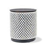 Bone Inlay Side Table : Quadrefoil : Black