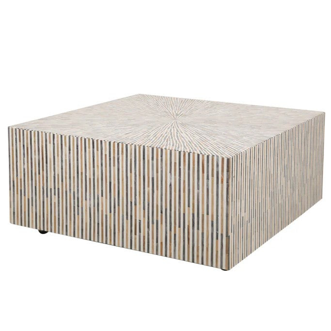 Bone & Timber Inlay Square Coffee Table (with castors)
