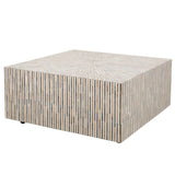 Bone & Timber Inlay Square Coffee Table (with castors)