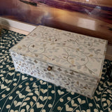 Mother of Pearl Inlay Box : Floral : White (Imperfect)