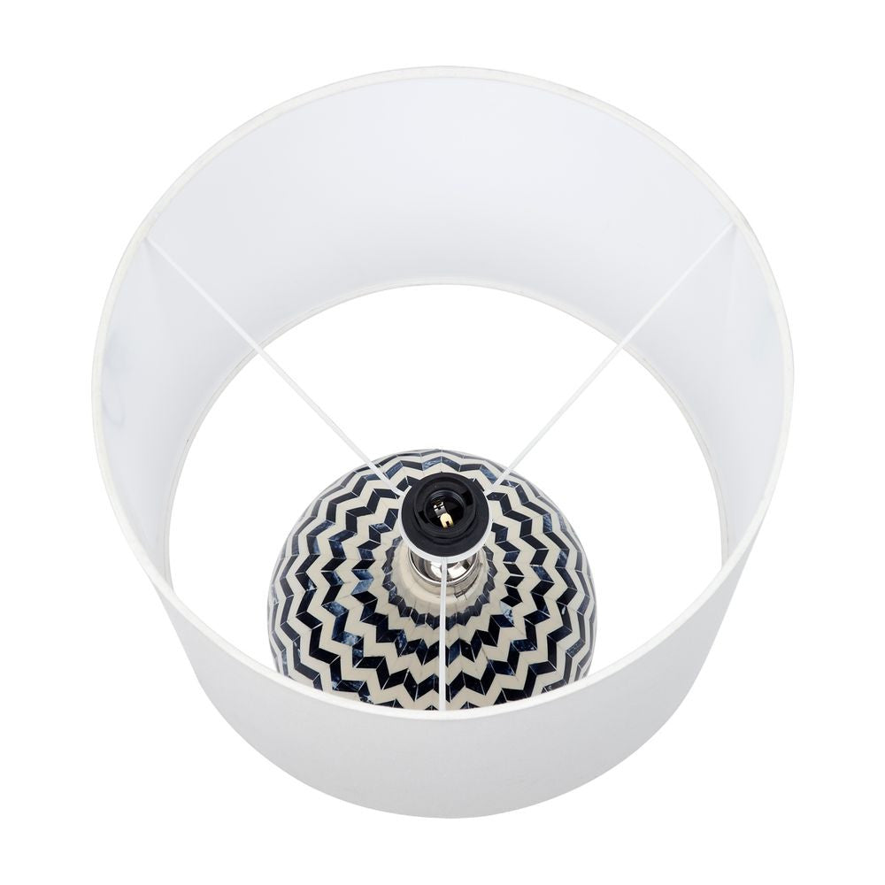 Bone Inlay Table Lamp : Zig Zag : Blue