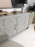 Bone Inlay 2 Door Waterfall Buffet : Stripe : Grey
