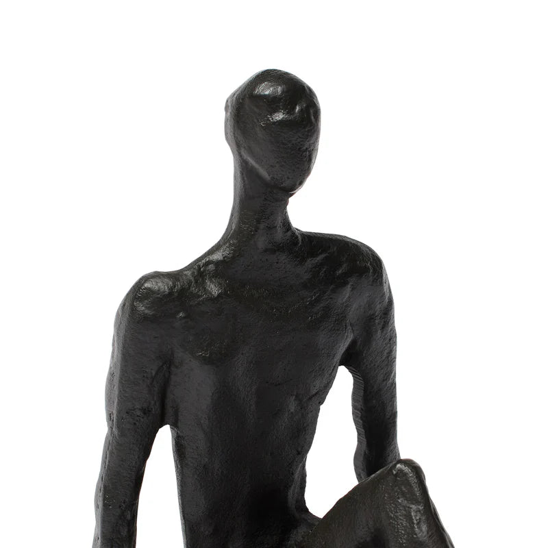 Hand-Made Indian Antique Bronze Sculpture :  Sitting Man