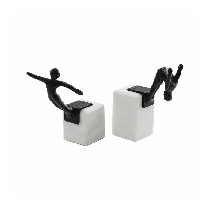 Marble Bookend/Sculptural Decor : Diving Man