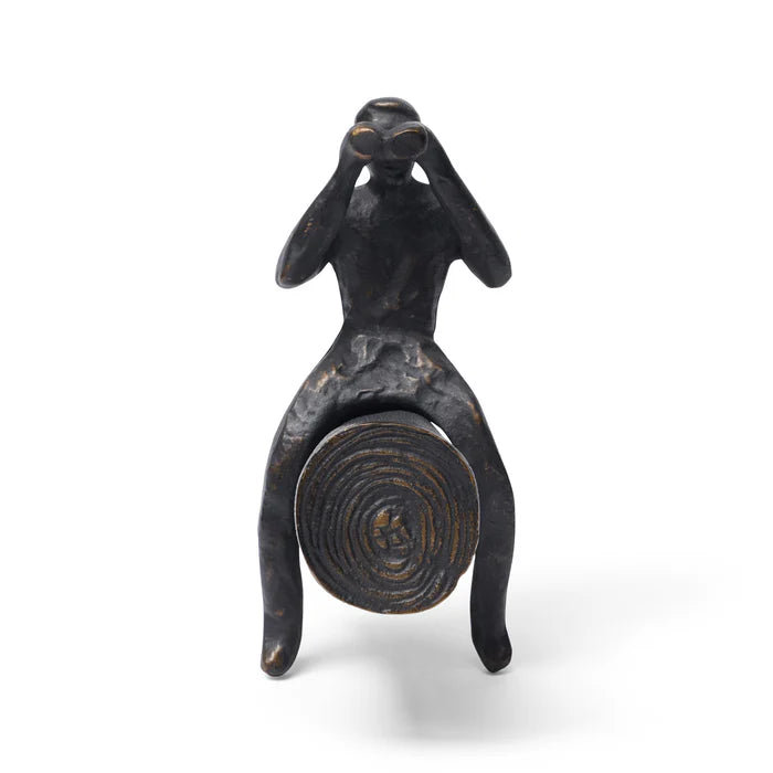 Hand-Made Indian Antique Bronze Sculpture : Binoculars Man