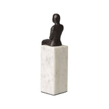 Marble Bookend/Sculptural Decor : Sitting Man in Bronze