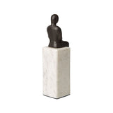 Marble Bookend/Sculptural Decor : Sitting Man in Bronze