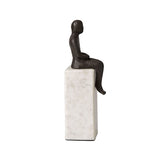 Marble Bookend/Sculptural Decor : Sitting Man in Bronze