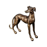Bronze statue of a dog on a white background