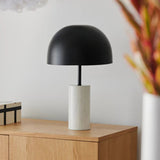 Marble Lamp with Black Metal Shade