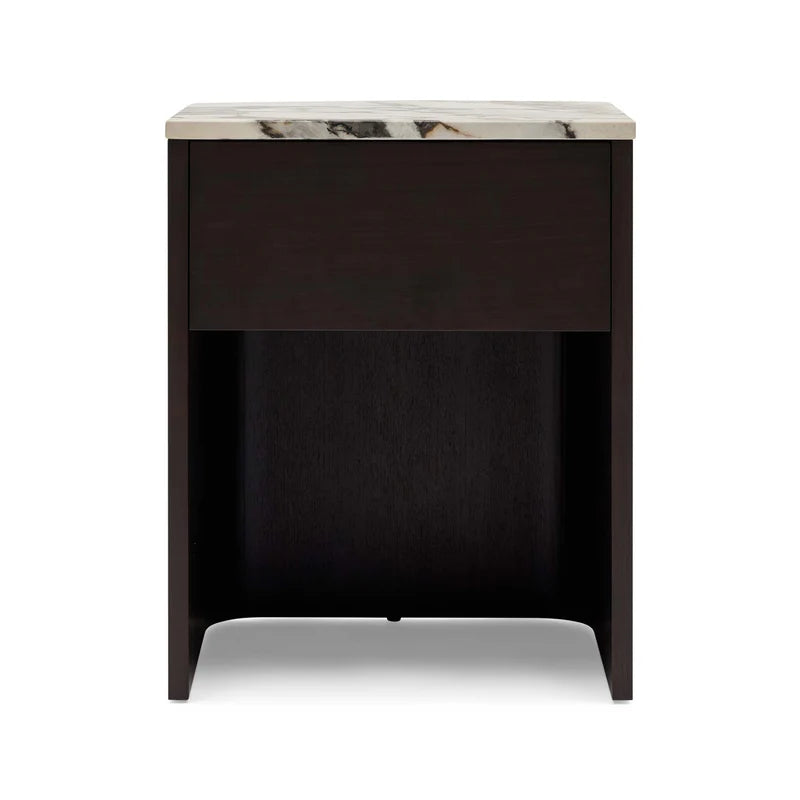 Tempest Marble Top Bedside : Chocolate