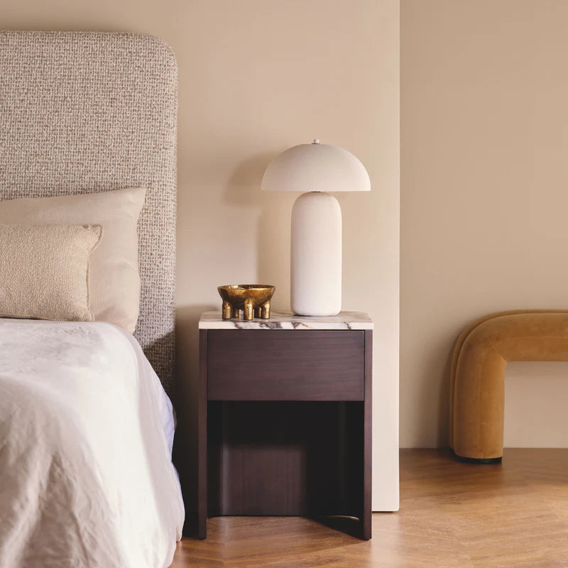 Tempest Marble Top Bedside : Chocolate
