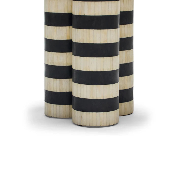 Bone Inlay Dining Table : Stripe : Black & White
