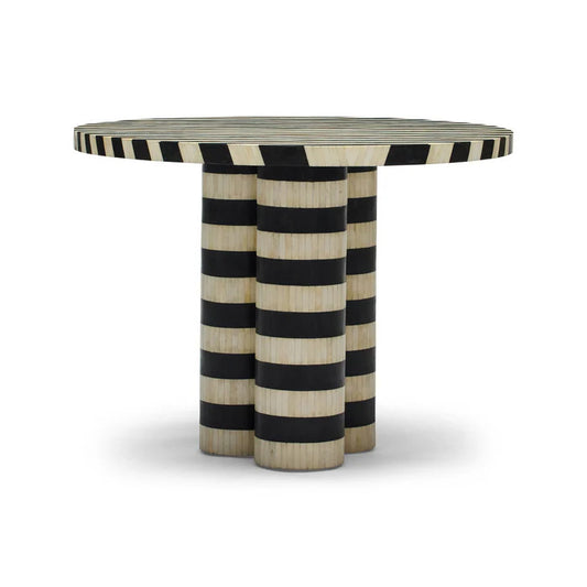 Bone Inlay Dining Table : Stripe : Black & White