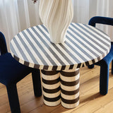 Bone Inlay Dining Table : Stripe : Black & White