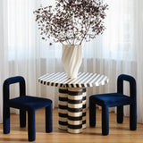 Bone Inlay Dining Table : Stripe : Black & White