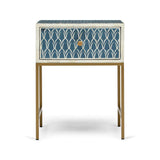 Bone Inlay 1 Drawer Bedside (with Metal Legs) : Arches : Indigo