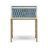 Bone Inlay 1 Drawer Bedside (with Metal Legs) : Arches : Indigo