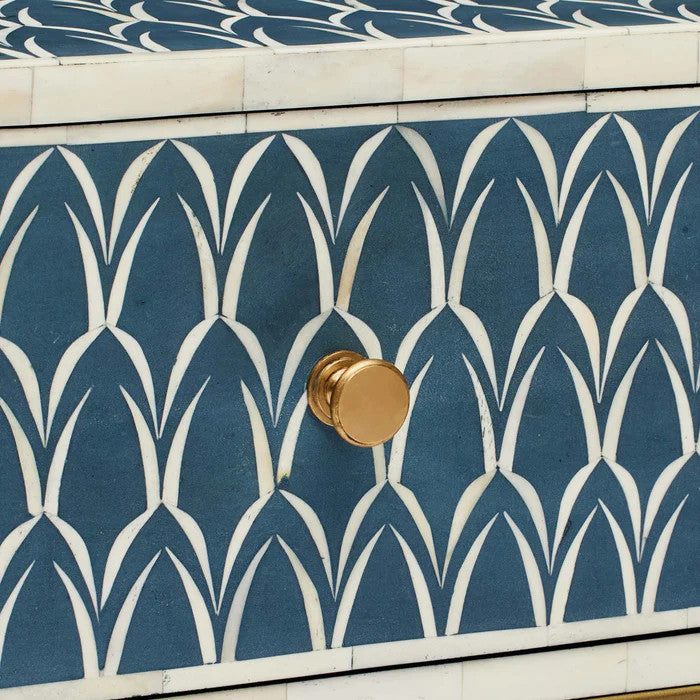 Bone Inlay 1 Drawer Bedside (with Metal Legs) : Arches : Indigo