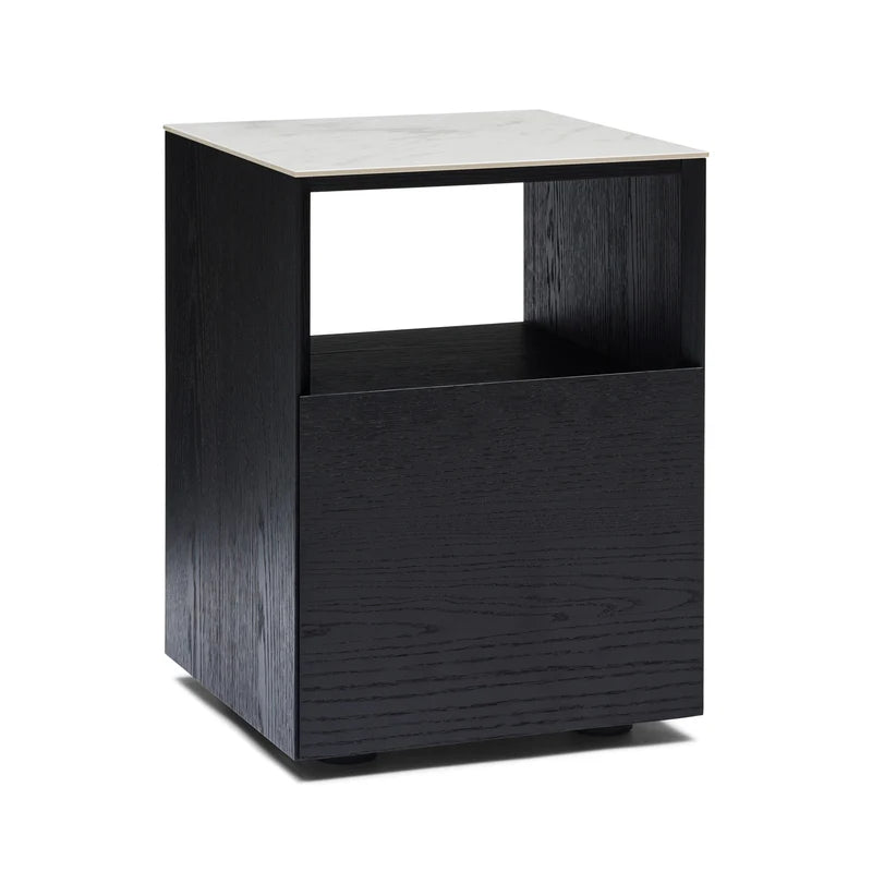 Marble Top Bedside wtih One Drawer : Natural