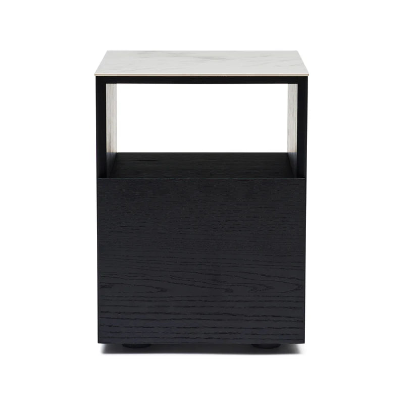 Marble Top Bedside wtih One Drawer : Natural