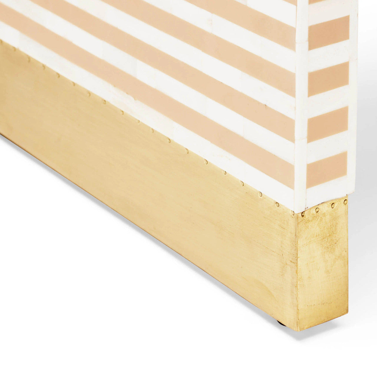 Bone Inlay Bedside Table : Stripe : Apricot