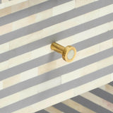 Bone Inlay Bedside Table : Stripe : Grey