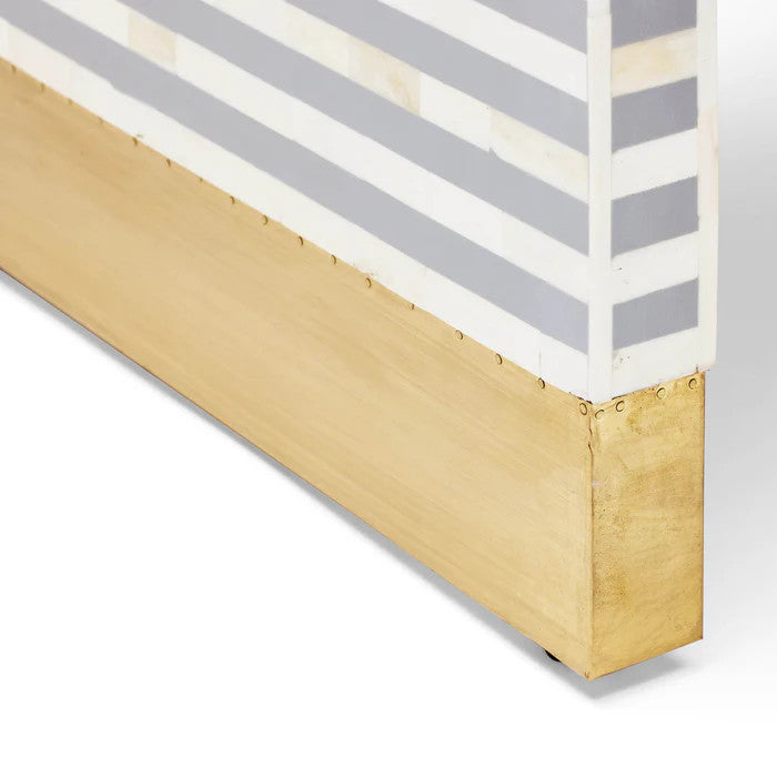 Bone Inlay 2 Door Waterfall Buffet : Stripe : Grey
