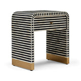 Bone Inlay Bedside Table : Stripe : Black