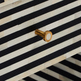 Bone Inlay Bedside Table : Stripe : Black