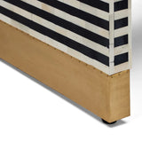 Bone Inlay Bedside Table : Stripe : Black