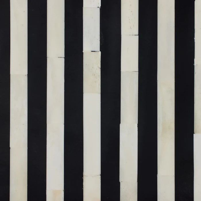Bone Inlay Bedside Table : Stripe : Black