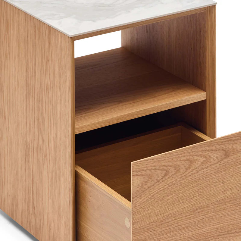 Marble Top Bedside wtih One Drawer : Black