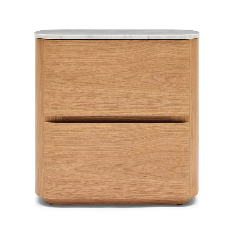 Oak Bedside Table with Marble Top : Black