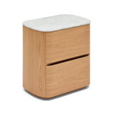 Oak Bedside Table with Marble Top : Black