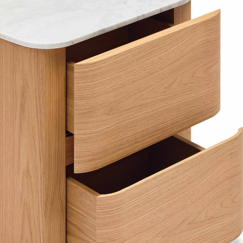 Oak Bedside Table with Marble Top : Black