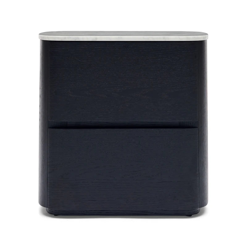 Oak Bedside Table with Marble Top : Natural