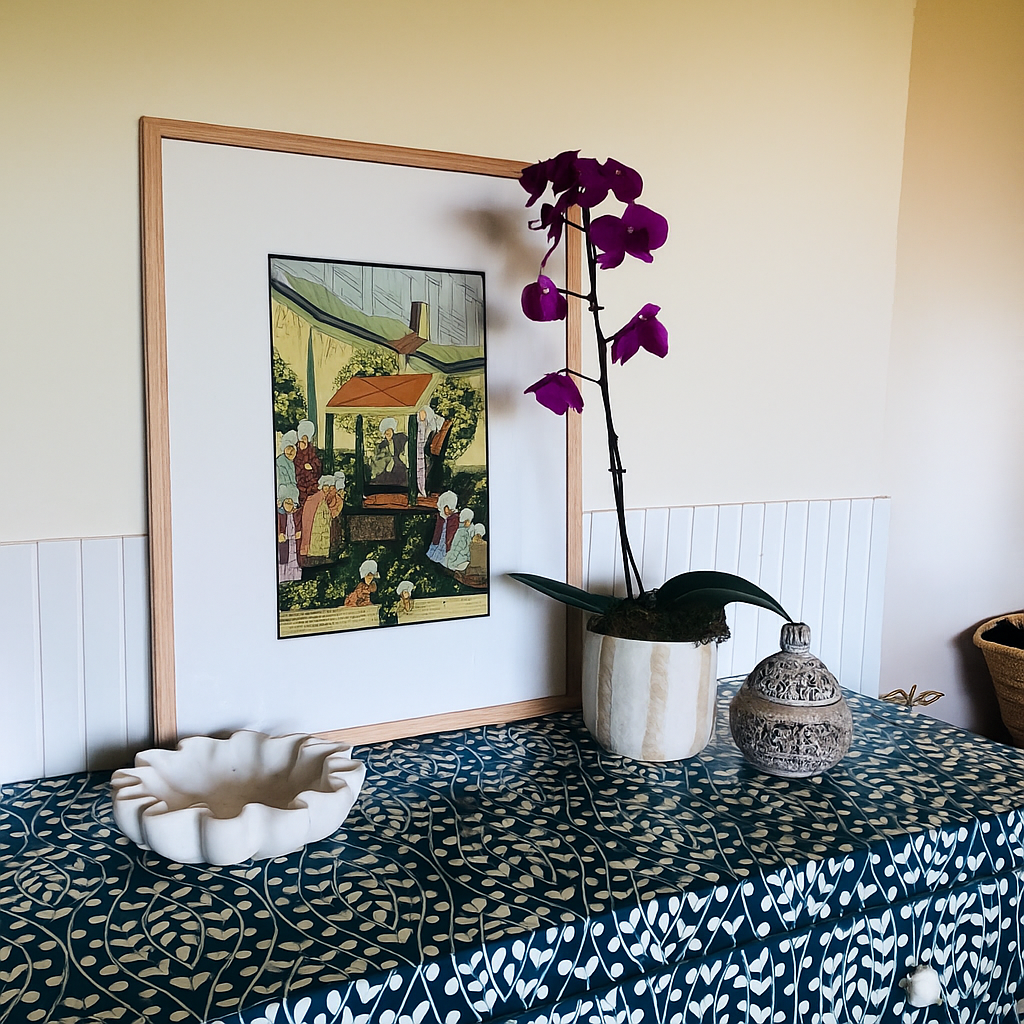 Bone Inlay 2 Drawer Chest : Hearts : Teal