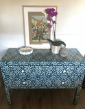 Bone Inlay 2 Drawer Chest : Hearts : Teal