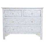 Bone Inlay 4 Drawer Chest : Zelliges : White