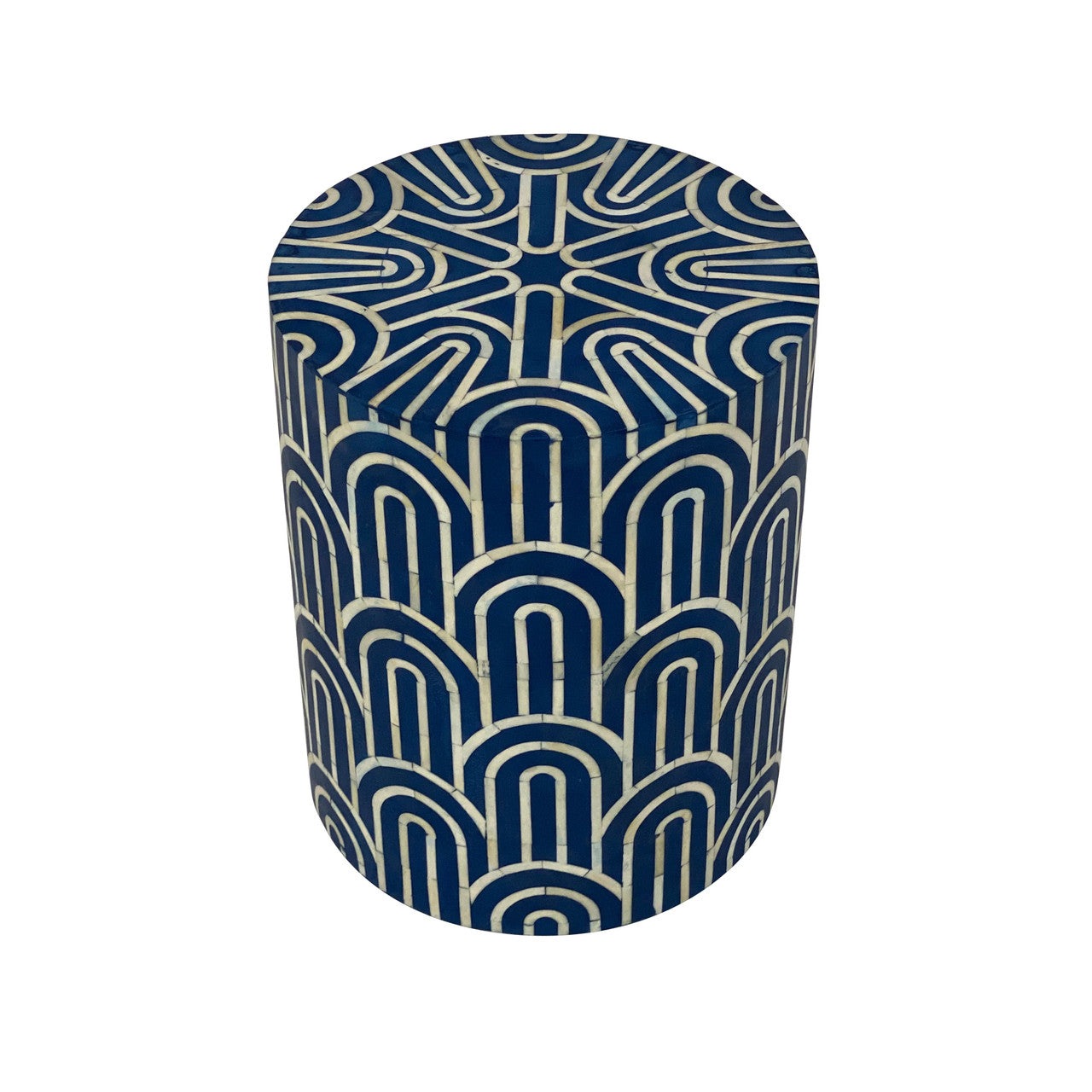 Bone Inlay Side Table : Arches : Navy Blue
