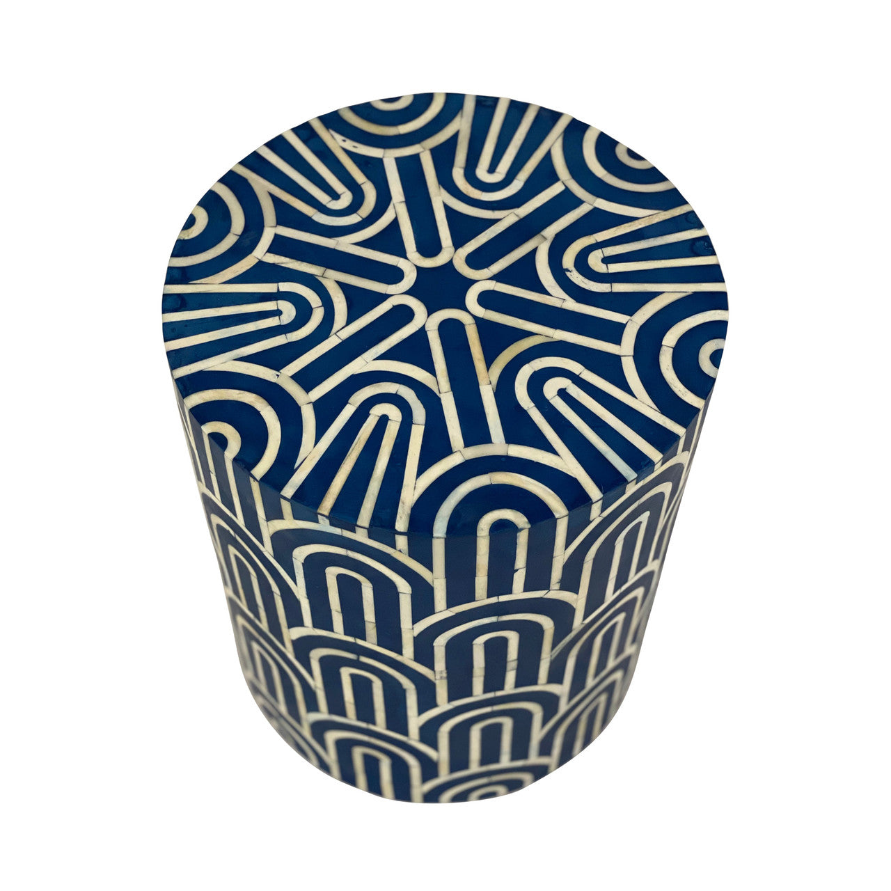 Bone Inlay Side Table : Arches : Navy Blue