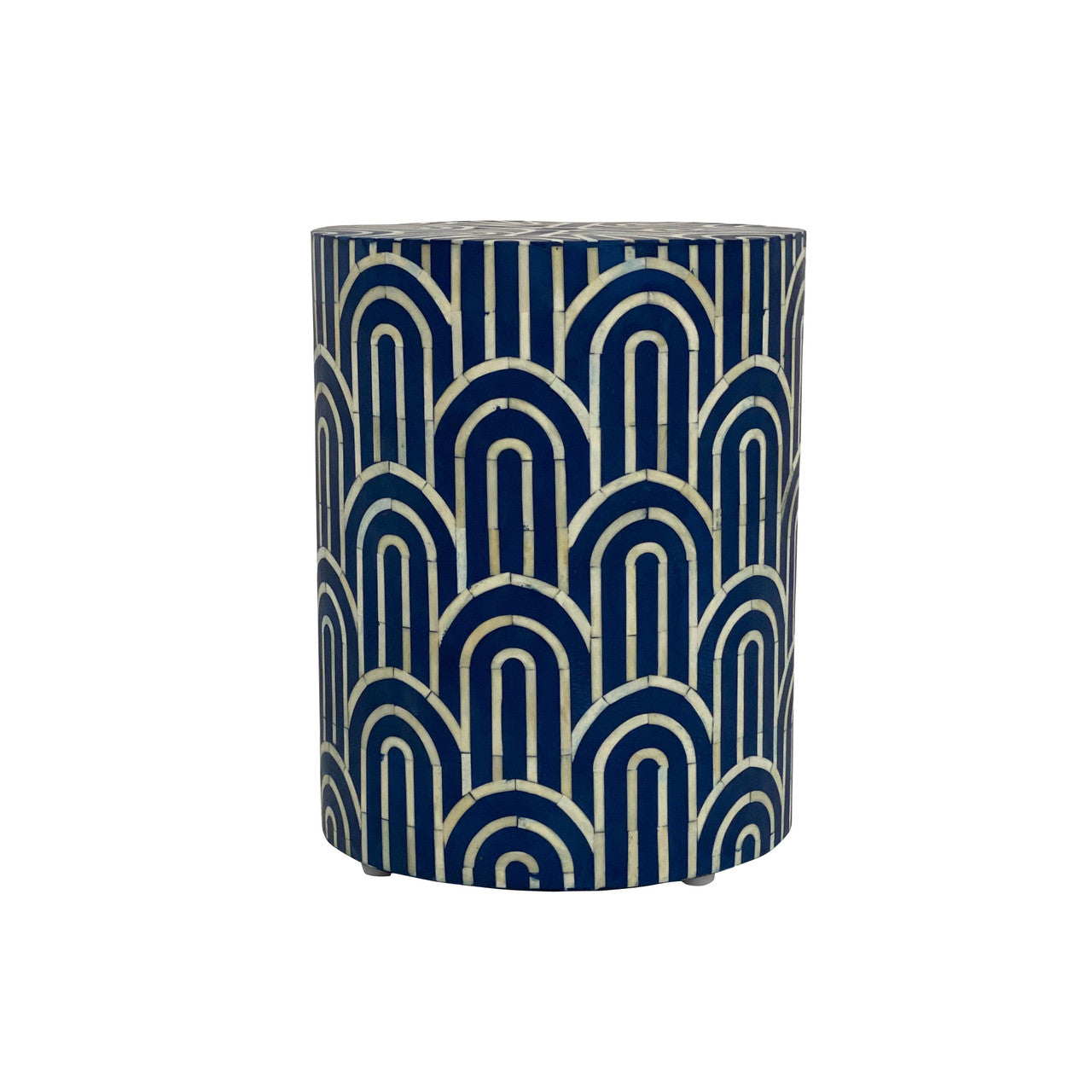 Bone Inlay Side Table : Arches : Navy Blue