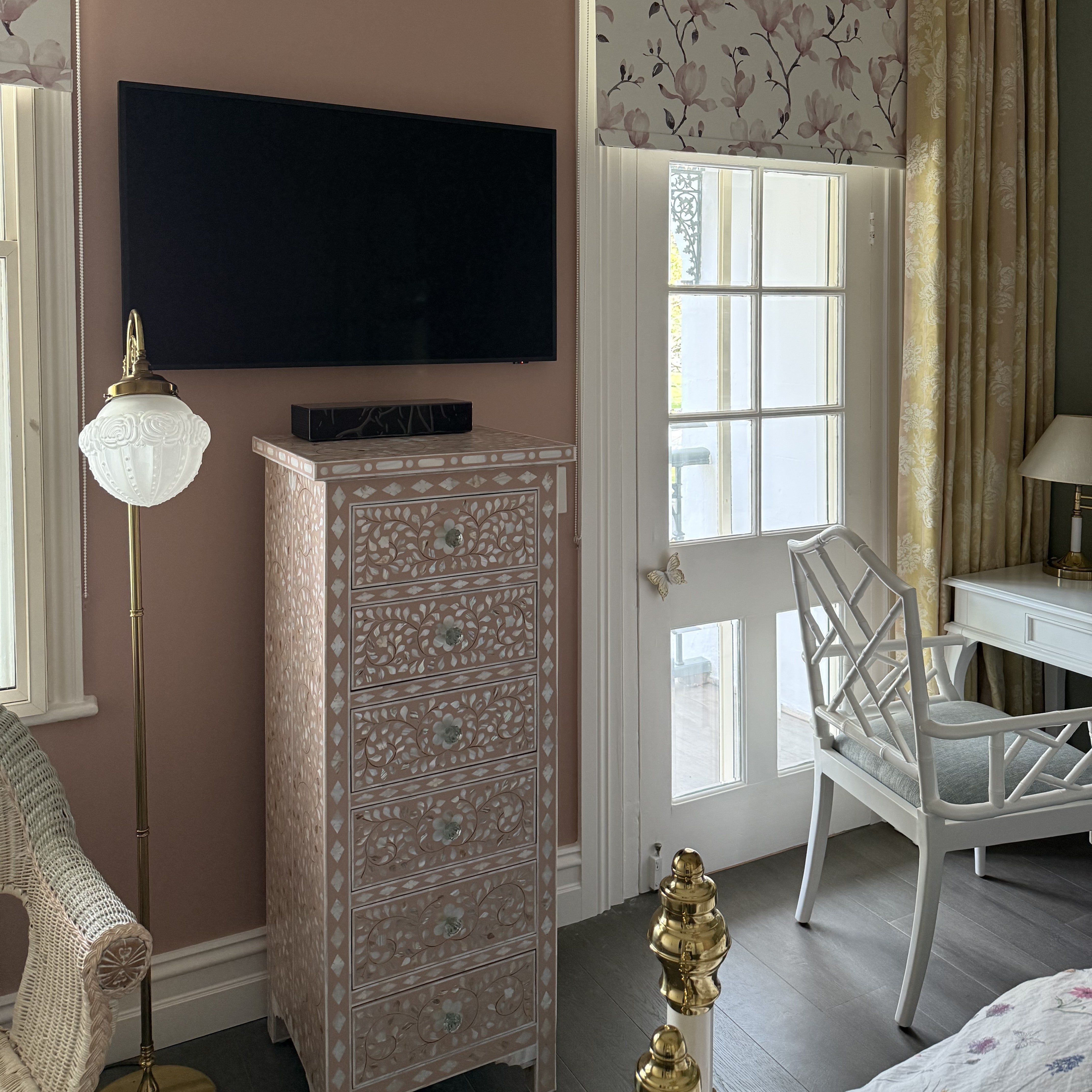 Mother of Pearl Inlay Tallboy : Floral : Blush
