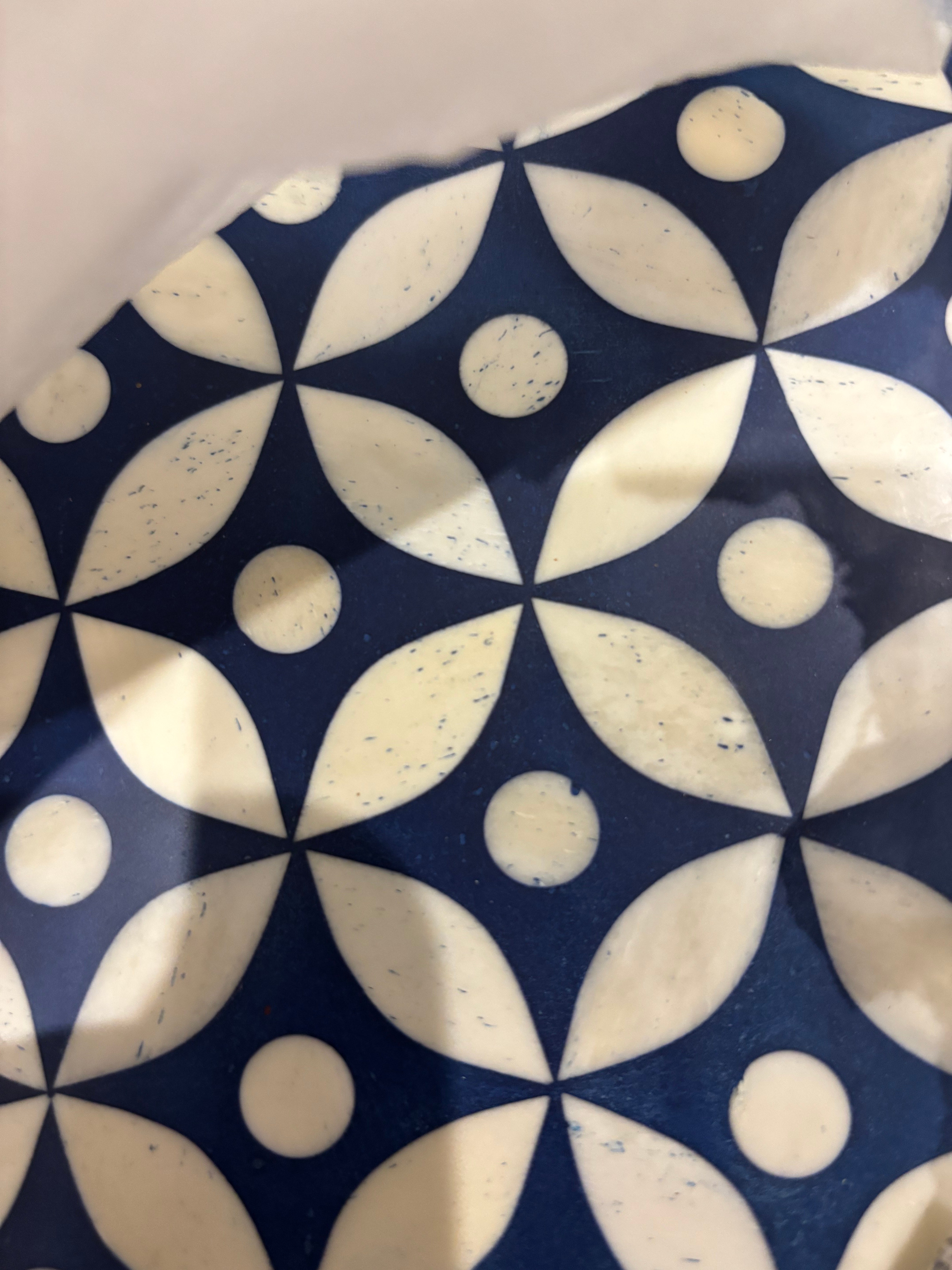 Bone Inlay Rectangular Tray : Starburst :  Blue