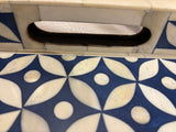 Bone Inlay Rectangular Tray : Starburst :  Blue