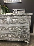 Mother of Pearl Inlay 4 Drawer Chest : Floral : Grey